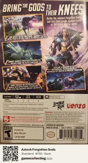 Aztech Forgotten Gods Nintendo Switch, NTSC box back