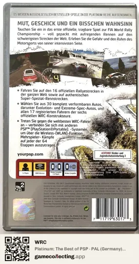 WRC PlayStation Portable, Germany box back