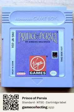 Prince of Persia Game Boy, NTSC cartridge label
