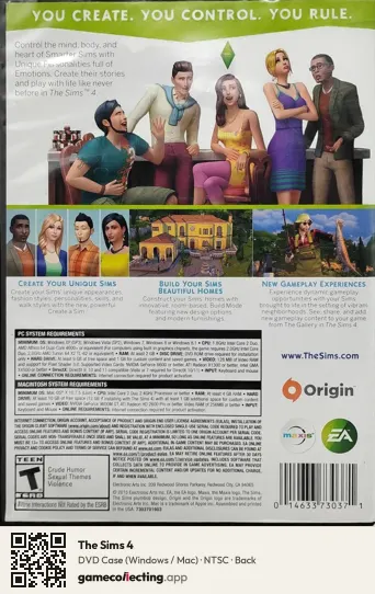 The Sims 4 Computer, NTSC box back