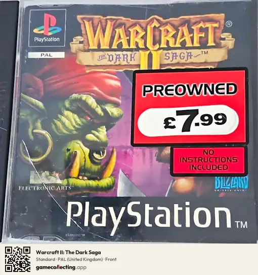 Warcraft II: The Dark Saga PlayStation, United Kingdom box front