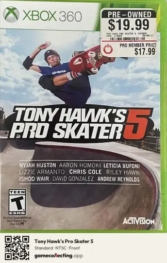 Tony Hawk's Pro Skater 5 Xbox 360, NTSC box front