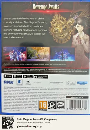 Shin Megami Tensei V: Vengeance PlayStation 5, Germany box back