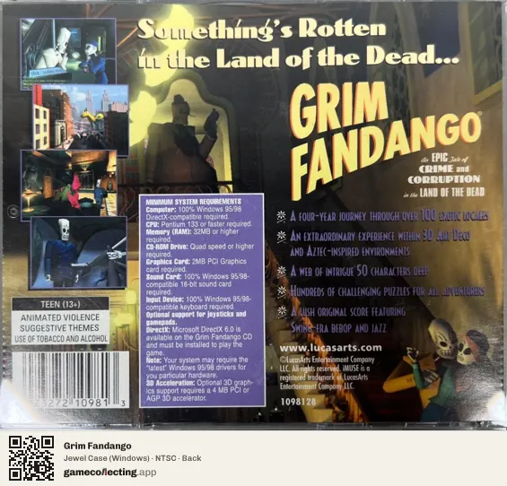 Grim Fandango Computer, NTSC box back
