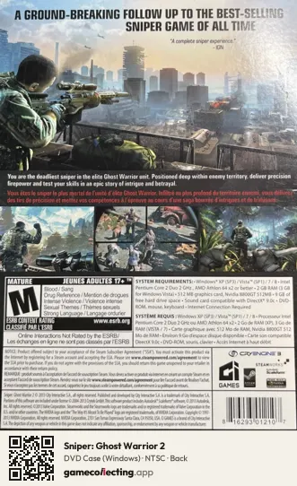Sniper: Ghost Warrior 2 Computer, NTSC box back