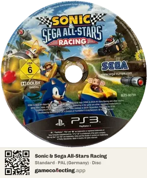 Sonic & Sega All-Stars Racing PlayStation 3, PAL disc
