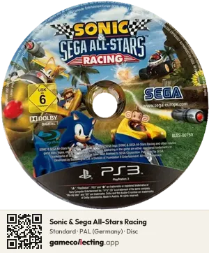 Sonic & Sega All-Stars Racing PlayStation 3, PAL disc