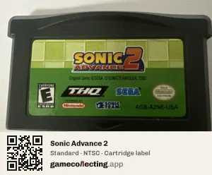 Sonic Advance 2 Game Boy Advance, NTSC cartridge label