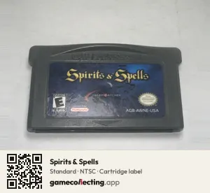 Spirits & Spells Game Boy Advance, NTSC cartridge label