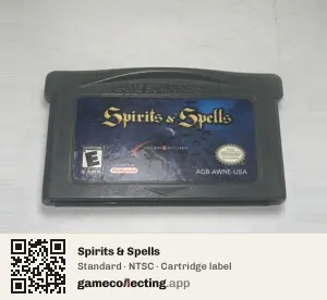 Spirits & Spells Game Boy Advance, NTSC cartridge label