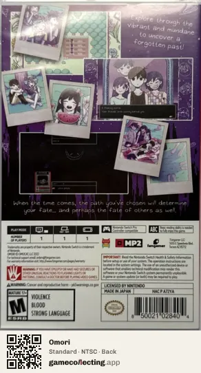 Omori Nintendo Switch, NTSC box back