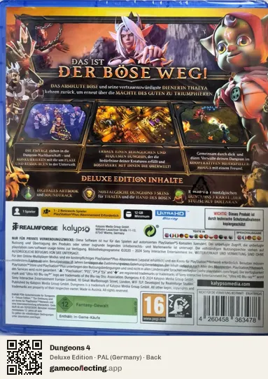 Dungeons 4 PlayStation 5, Germany box back