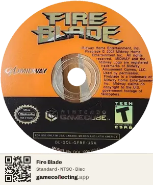 Fire Blade Nintendo GameCube, NTSC disc