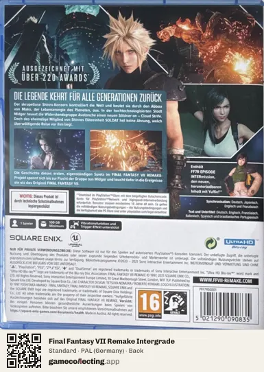 Final Fantasy VII Remake Intergrade PlayStation 5, Germany box back