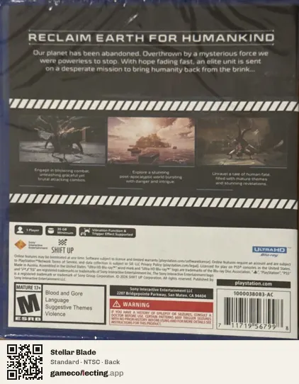 Stellar Blade PlayStation 5, NTSC box back