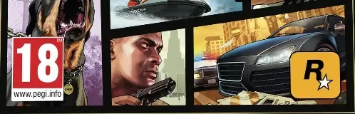 Grand Theft Auto V, the PEGI square on its front