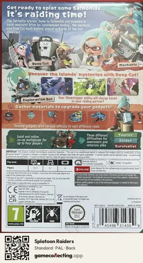 Splatoon Raiders Nintendo Switch 2, PAL box back