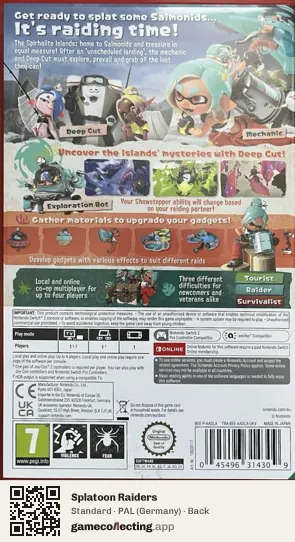 Splatoon Raiders Nintendo Switch 2, Germany box back