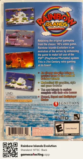 Rainbow Islands Evolution PlayStation Portable, NTSC box back