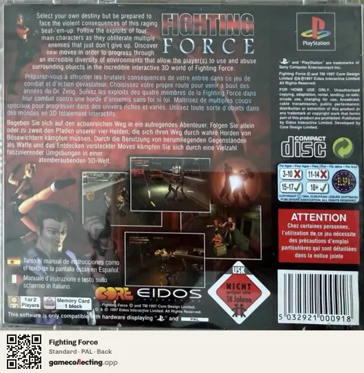 Fighting Force PlayStation, PAL box back