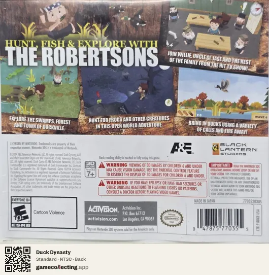 Duck Dynasty Nintendo 3DS, NTSC box back