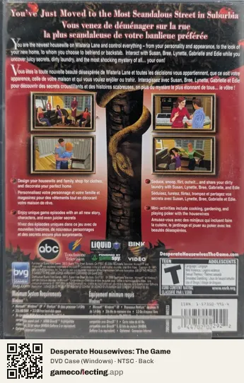 Desperate Housewives: The Game Computer, NTSC box back