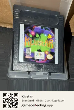 Klustar Game Boy Color, NTSC cartridge label