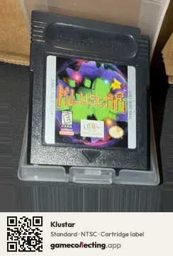 Klustar Game Boy Color, NTSC cartridge label