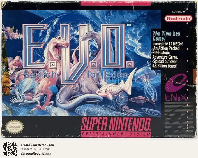 E.V.O.: Search for Eden Super Nintendo Entertainment System, NTSC box front