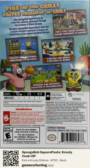 SpongeBob SquarePants: Krusty Cook-Off Nintendo Switch, NTSC box back