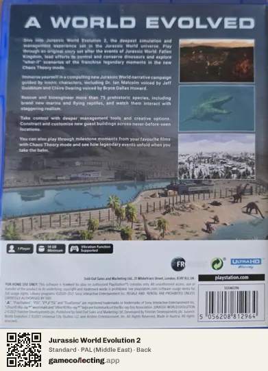 Jurassic World Evolution 2 PlayStation 5, Middle East box back
