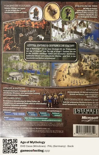 Age of Mythology Computer, Germany box back