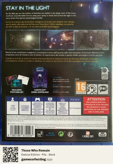 Those Who Remain PlayStation 4, PAL box back