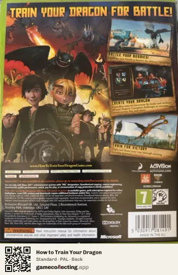 How to Train Your Dragon Xbox 360, PAL box back