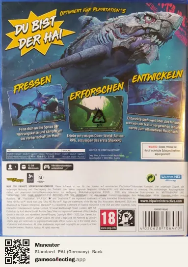 Maneater PlayStation 5, Germany box back