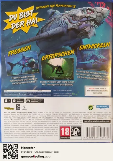 Maneater PlayStation 5, Germany box back