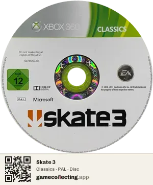 Skate 3 Xbox 360, PAL disc