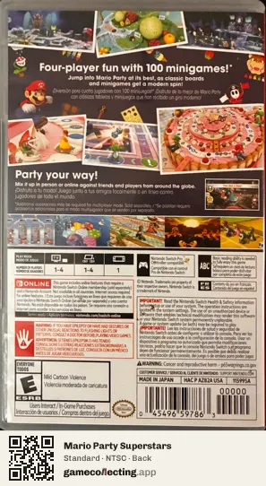 Mario Party Superstars Nintendo Switch, NTSC box back