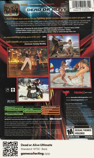 Dead or Alive Ultimate Xbox, NTSC box back