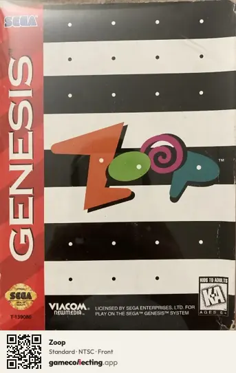 Zoop Sega Mega Drive / Genesis, NTSC box front