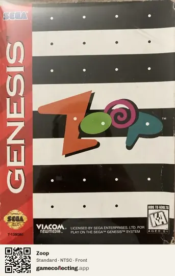 Zoop Sega Mega Drive / Genesis, NTSC box front