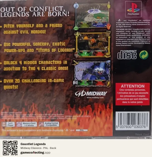 Gauntlet Legends PlayStation, PAL box back
