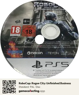 RoboCop: Rogue City: Unfinished Business PlayStation 5, PAL disc