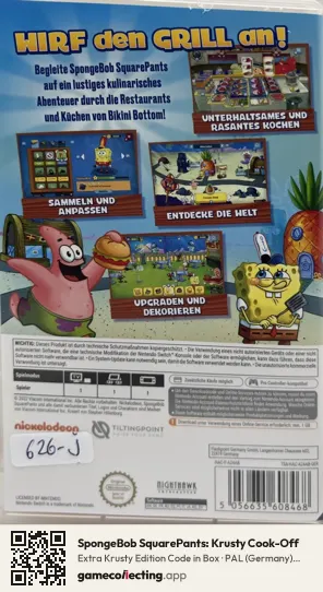 SpongeBob SquarePants: Krusty Cook-Off Nintendo Switch, Germany box back