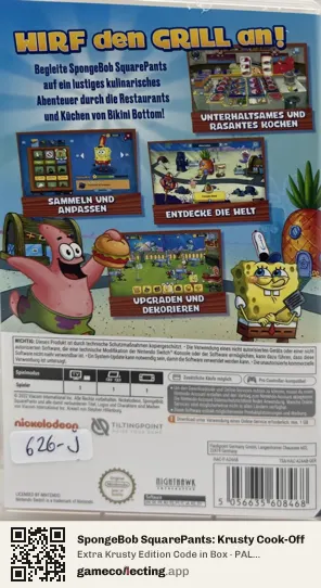 SpongeBob SquarePants: Krusty Cook-Off Nintendo Switch, Germany box back