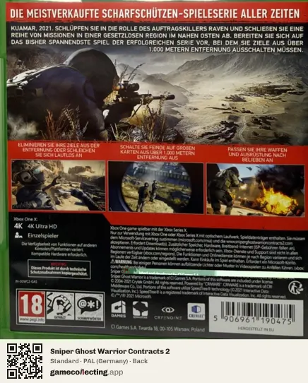 Sniper Ghost Warrior Contracts 2 Xbox One, Germany box back