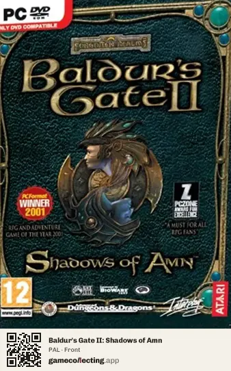 Baldur's Gate II: Shadows of Amn Computer, PAL box front