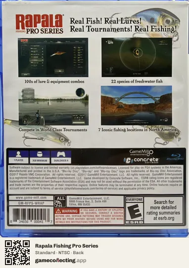 Rapala Fishing Pro Series PlayStation 4, NTSC box back