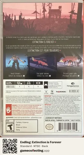 Endling: Extinction is Forever Nintendo Switch, NTSC box back