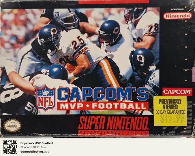 Capcom's MVP Football Super Nintendo Entertainment System, NTSC box front
